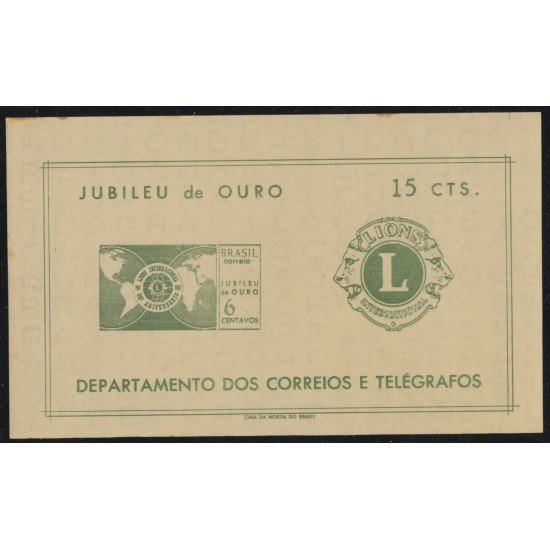 Brasil Brazil HB 18A 1967 50 Años de Lion International MNH Brasil Brazil HB 18A 1967 50 Años de Lion International MNH