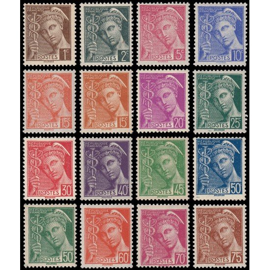 France Francia 404/16A 1938-41 Mercurio Tipografía MNH France Francia 404/16A 1938-41 Mercurio Tipografía MNH