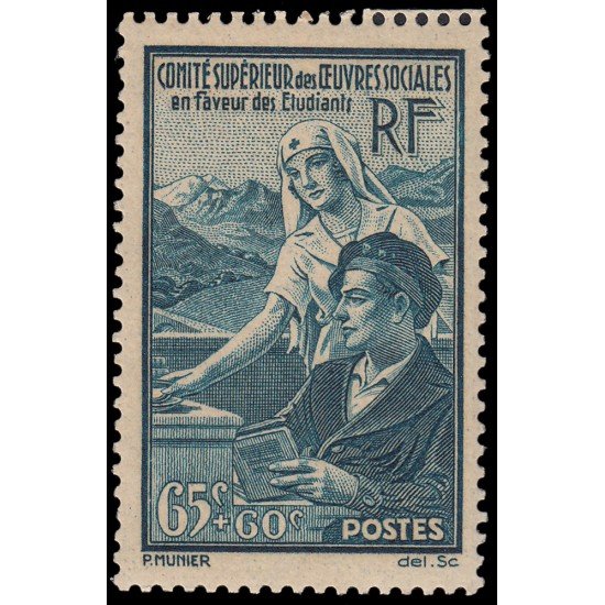 France Francia 417 1938 Obras sociales en favor de los estudiantes MH France Francia 417 1938 Obras sociales en favor de los estudiantes MH