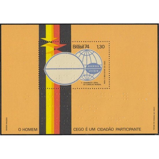 Brasil Brazil HB 34 1974 V Asamblea por el bienestar de los ciegos MNH Brasil Brazil HB 34 1974 V Asamblea por el bienestar de los ciegos MNH