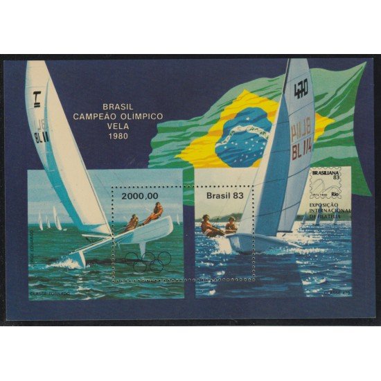 Brasil Brazil HB 56 1983 Brasil Campeón Olímpico de Vela MNH Brasil Brazil HB 56 1983 Brasil Campeón Olímpico de Vela MNH