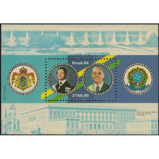 Brasil Brazil HB 63 1984 Visita del Rey Charles XVI Gustavo de Suecia Retarato MNH Brasil Brazil HB 63 1984 Visita del Rey Charles XVI Gustavo de Suecia Retarato MNH