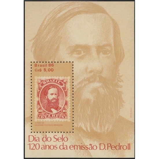 Brasil Brazil HB 69 1986 120º Aniversario de la emisión de la efigie de Pedro II Día del sello MNH Brasil Brazil HB 69 1986 120º Aniversario de la emisión de la efigie de Pedro II Día del sello MNH
