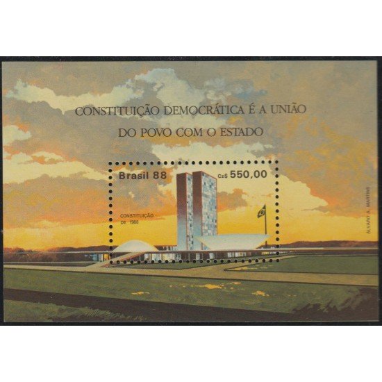 Brasil Brazil HB 74 1988 Constitución de 1988 Edificio de la Asamblea MNH Brasil Brazil HB 74 1988 Constitución de 1988 Edificio de la Asamblea MNH
