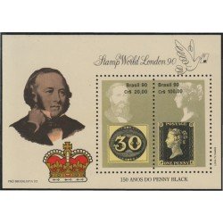 Brasil Brazil HB 82 1990 150º Aniversario de la 1ra Creación del timbre postal y London 90 Exposición Filatélica Mundial MNH Brasil Brazil HB 82 1990 150º Aniversario de la 1ra Creación del timbre postal y London 90 Exposición Filatélica Mundial MNH