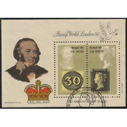 Brasil Brazil HB 82 1990 150º Aniversario de la 1ra Creación del timbre postal y London 90 Exposición Filatélica Mundial Usado Brasil Brazil HB 82 1990 150º Aniversario de la 1ra Creación del timbre postal y London 90 Exposición Filatélica Mundial Usado