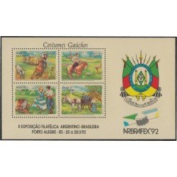 Brasil Brazil HB 89 1992 Arbrafex 92 11º Exposición Filatélica Argentina-Brasileña MNH Brasil Brazil HB 89 1992 Arbrafex 92 11º Exposición Filatélica Argentina-Brasileña MNH