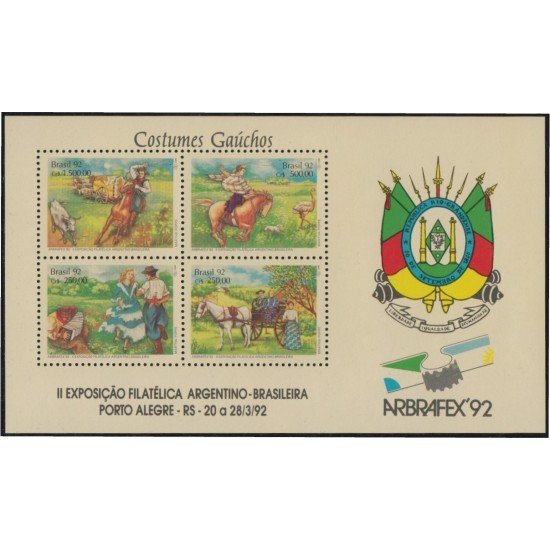 Brasil Brazil HB 89 1992 Arbrafex 92 11º Exposición Filatélica Argentina-Brasileña MNH Brasil Brazil HB 89 1992 Arbrafex 92 11º Exposición Filatélica Argentina-Brasileña MNH