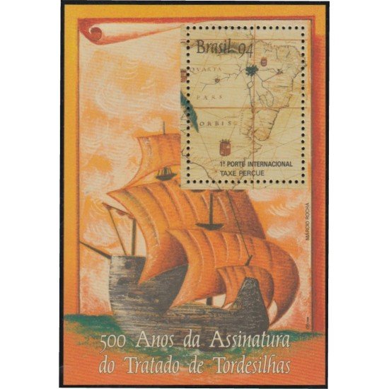 Brasil Brazil HB 94 1994 500 Años de la firma del tratado de Tordesillas Barco MNH Brasil Brazil HB 94 1994 500 Años de la firma del tratado de Tordesillas Barco MNH