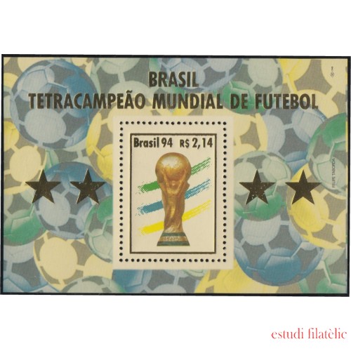 Brasil Brazil HB 95 1994 Brasil ganador por 4ta vez de la Copa del mundo de Fútbol MNH