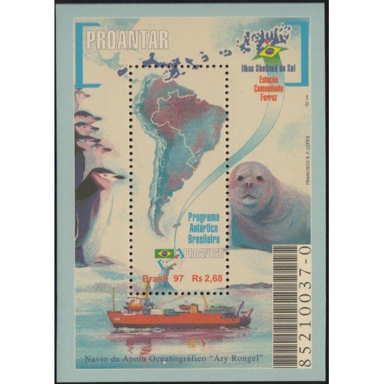 Brasil Brazil HB 105 1997 Proantar Programa Antártico Brasileño MNH Brasil Brazil HB 105 1997 Proantar Programa Antártico Brasileño MNH