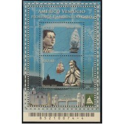 Brasil Brazil HB 142 2010 Relaciones diplomáticas con Italia Amerigo Vespucci Navegador italiano MNH Brasil Brazil HB 142 2010 Relaciones diplomáticas con Italia Amerigo Vespucci Navegador italiano MNH