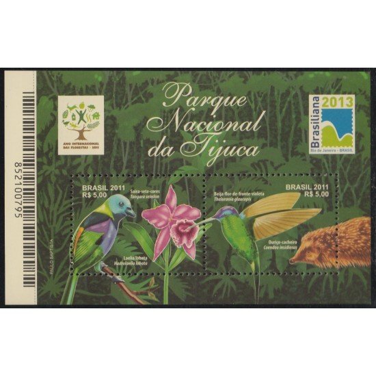 Brasil Brazil HB 148 2011 Fauna y Flora Parque Nacional de Tijuca Año Internacional de los Bosques MNH Brasil Brazil HB 148 2011 Fauna y Flora Parque Nacional de Tijuca Año Internacional de los Bosques MNH