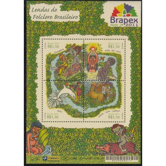Brasil Brazil HB 149 2011 Brapex 2011 Exposición Filatélica en Recife Mitos y Leyendas MNH Brasil Brazil HB 149 2011 Brapex 2011 Exposición Filatélica en Recife Mitos y Leyendas MNH