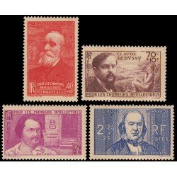 France Francia 436/39 1939 Pro desempleados intelectuales Personajes ilustres MNH