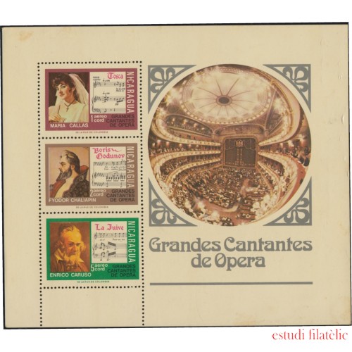 Nicaragua HB 120 1975 Cantantes de ópera MNH
