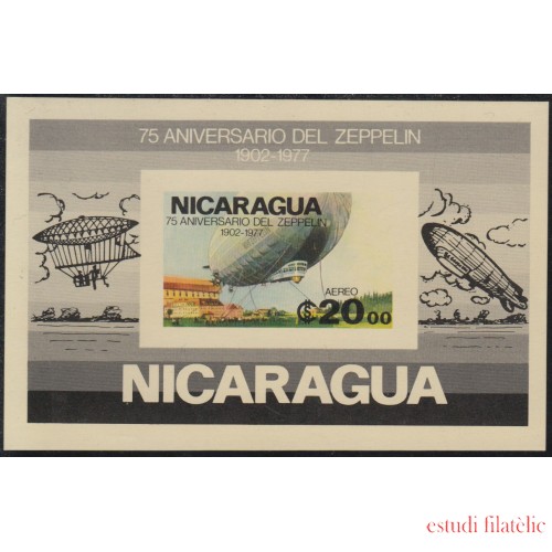 Nicaragua HB 134a 1977 75º Aniversario del Zeppelin MNH
