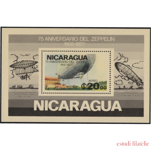 Nicaragua HB 134 1977 75º Aniversario del Zeppelin MNH