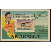 Nicaragua HB 135 1977 50º Años travesía Atlántico Norte por Charles Lindberg MNH