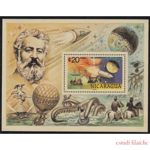 Nicaragua HB 140 1978 150 Aniversario del nacimiento de Julio Verne MNH