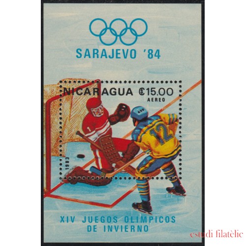 Nicaragua HB 161 1983 XIV Juegos olímpicos de Invierno Sarajevo Hockey MNH