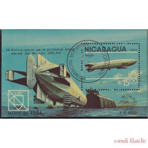 Nicaragua HB 166 1984 75º Aniversario de la primera línea aérea del mundo Usado