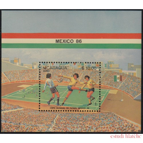 Nicaragua HB 170 1985 Mexico 86 Copa del mundo de Fútbol MNH