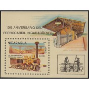 Nicaragua HB 173 1985 tren  100 Aniversario del Ferrocarril Nicaraguense Tren MNH