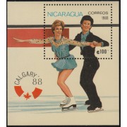 Nicaragua HB 182 1987 Juegos olímpicos de Invierno en Canadá Patinaje MNH