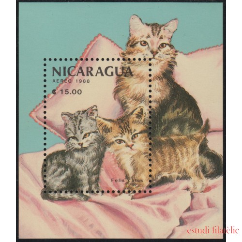 Nicaragua HB 185 1988 Gatos Cats MNH