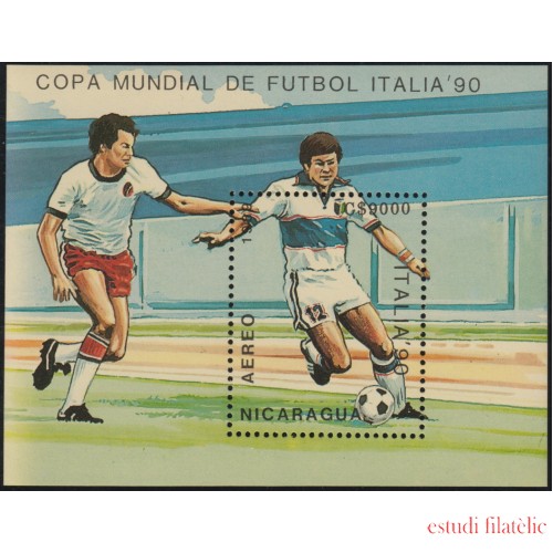 Nicaragua HB 189 1989 Copa mundial de Fútbol Italia 90 MNH