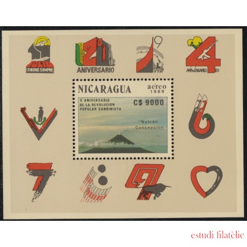 Nicaragua HB 195 1990 X Aniversario e la Revolución popular sandinista Volcán Concepción MNH