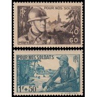France Francia 451/52 1940 Por nuestros soldados Soldados MNH