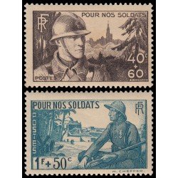 France Francia 451/52 1940 Por nuestros soldados Soldados MNH