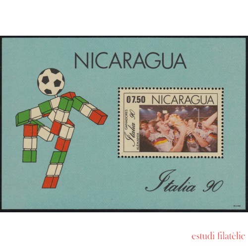 Nicaragua HB 200 1990 Copa mundial de Fútbol Italia 90 Alemania ganadores MNH
