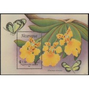 Nicaragua HB 204 1991 Mariposas y Flores Butterflies and Flowers MNH