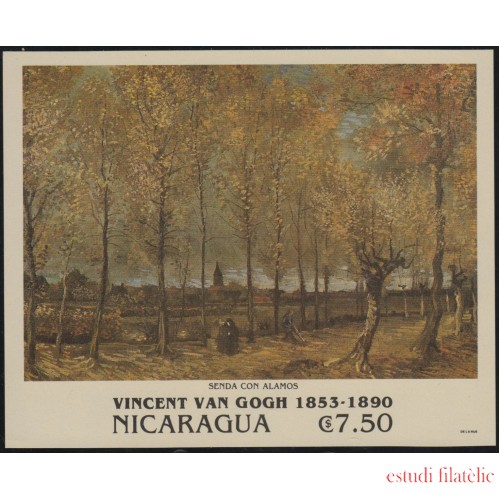Nicaragua HB 208 1991 Bicentenario de Van Gogh Senda con álamos MNH