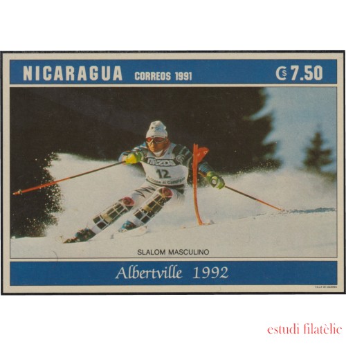 Nicaragua HB 209 1991 Juegos Olímpicos Albertville 92 slalom MNH