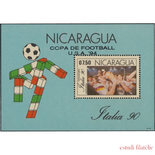 Nicaragua HB 213 1992 Copa mundial de Fútbol Italia 90 Alemania ganadores MNH