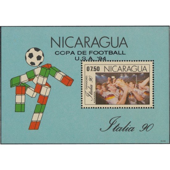 Nicaragua HB 213 1992 Copa mundial de Fútbol Italia 90 Alemania ganadores MNH Nicaragua HB 213 1992 Copa mundial de Fútbol Italia 90 Alemania ganadores MNH