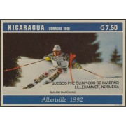 Nicaragua HB 214 1992 Juegos Olímpicos Albertville 92 Slalom Masculino MNH