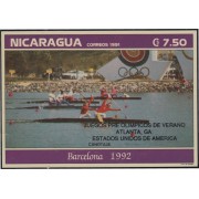 Nicaragua HB 215 1992 Juegos Olímpicos de Verano Barcelona 92 Canotaje MNH