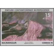 Nicaragua HB 245 1995 Pintura Nicaragüense contemporánea Obra de Armando Morales Mujer dormida MNH
