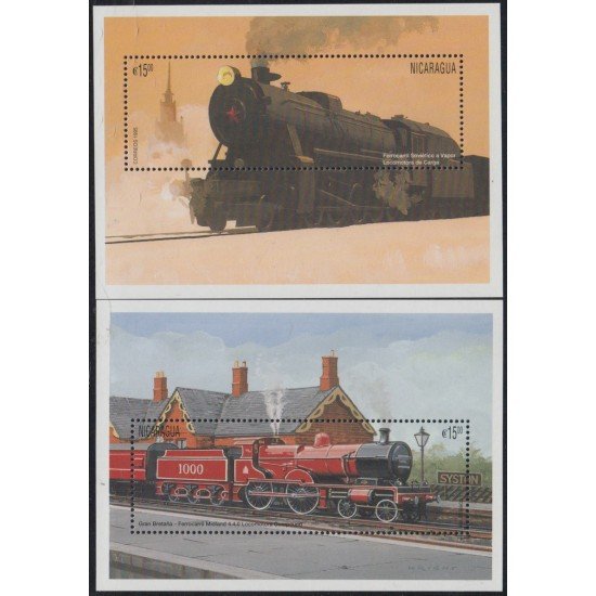Nicaragua HB 256/57 1995 tren train Locomotoras del mundo locomotives MNH Nicaragua HB 256/57 1995 tren train Locomotoras del mundo locomotives MNH
