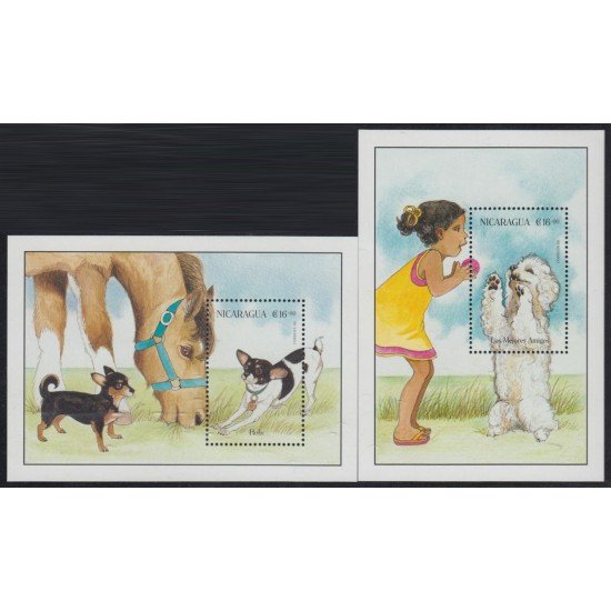 Nicaragua HB 263/64 1996 Estampillas Caballo Perros niña horse dogs girl MNH Nicaragua HB 263/64 1996 Estampillas Caballo Perros niña horse dogs girl MNH