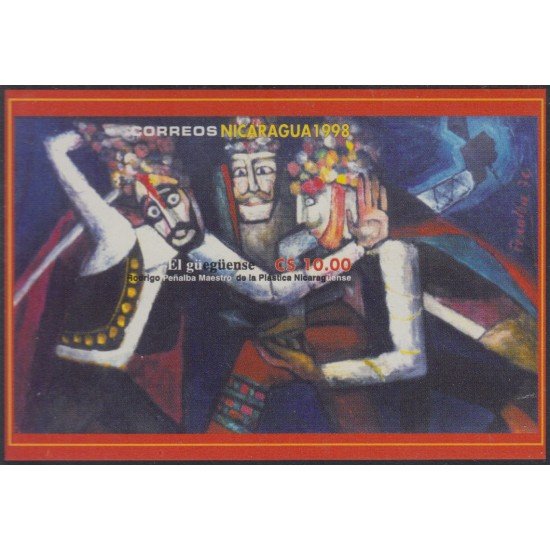 Nicaragua HB 274 1998 Arte moderno Obra de Rodrigo Peñalba El Gueguense MNH Nicaragua HB 274 1998 Arte moderno Obra de Rodrigo Peñalba El Gueguense MNH