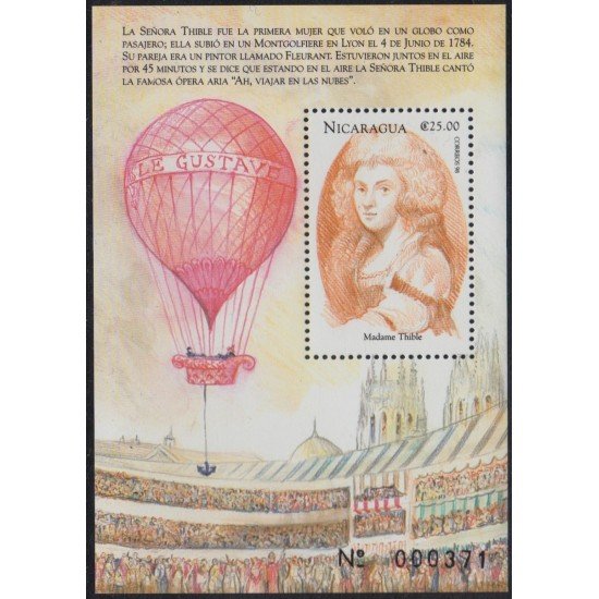 Nicaragua HB 284 1999 Señora Thible Globo Le Gustave MNH Nicaragua HB 284 1999 Señora Thible Globo Le Gustave MNH