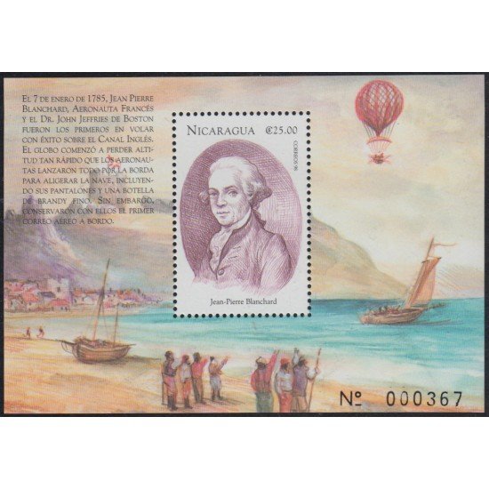 Nicaragua HB 284A 1999 Jean Pierre Blanchard Globo MNH Nicaragua HB 284A 1999 Jean Pierre Blanchard Globo MNH