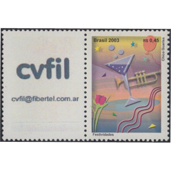 Brasil Brazil SP 2 2003 Sellos de mensajes Festivales Copa Flor Trompeta MNH Brasil Brazil SP 2 2003 Sellos de mensajes Festivales Copa Flor Trompeta MNH