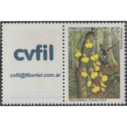 Brasil Brazil SP 3 2003 Sellos de mensajes Orquídeas y Colibrí MNH Brasil Brazil SP 3 2003 Sellos de mensajes Orquídeas y Colibrí MNH